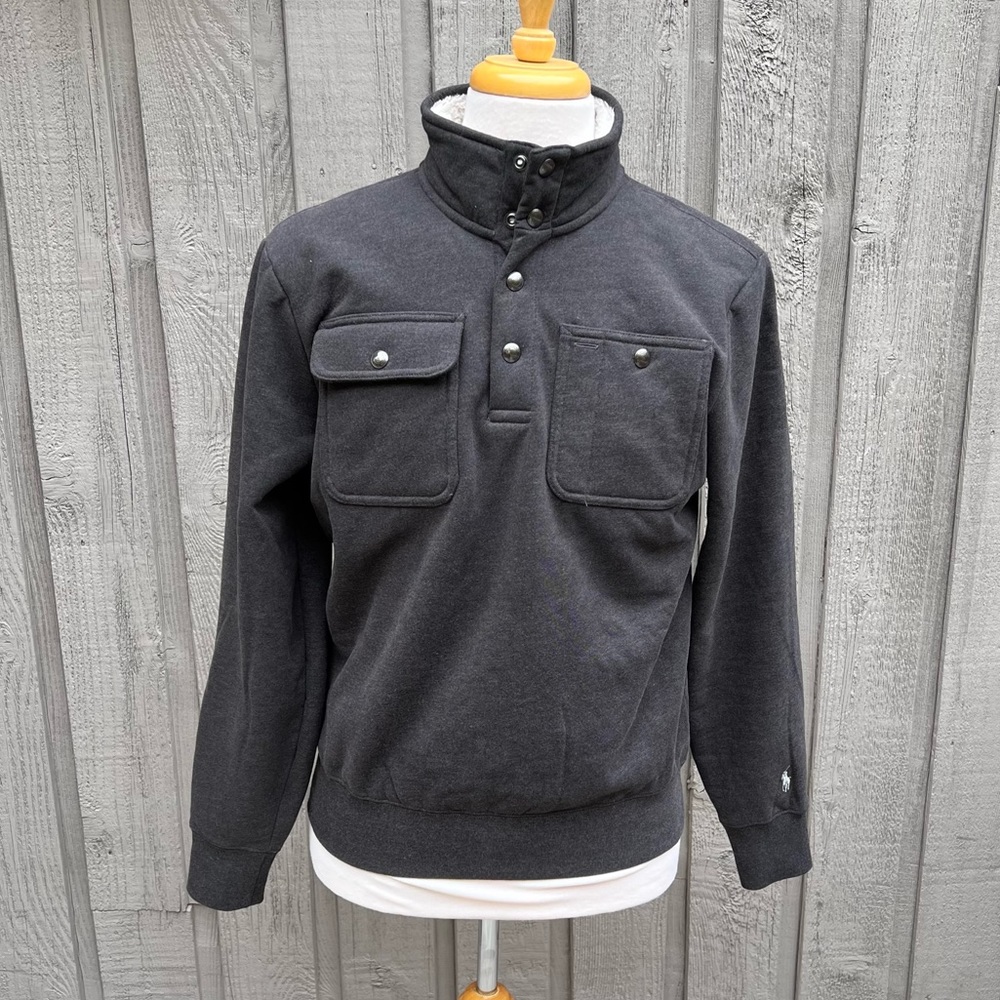 Polo Ralph Lauren Charcoal Gray Fleece Lined Pullover Sweatshirt